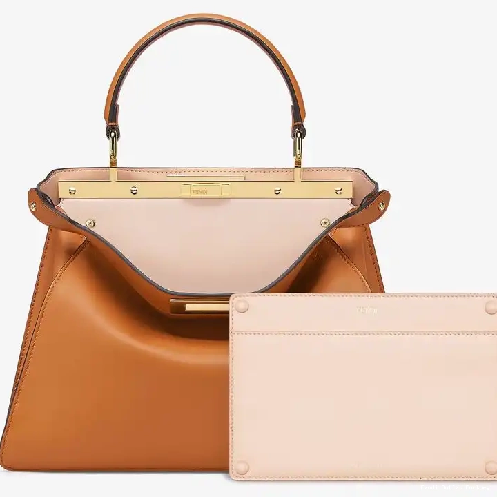 Affordable HOT ISeeU Nappa Medium Laether Fendi Bag Peekaboo In Brown 0705